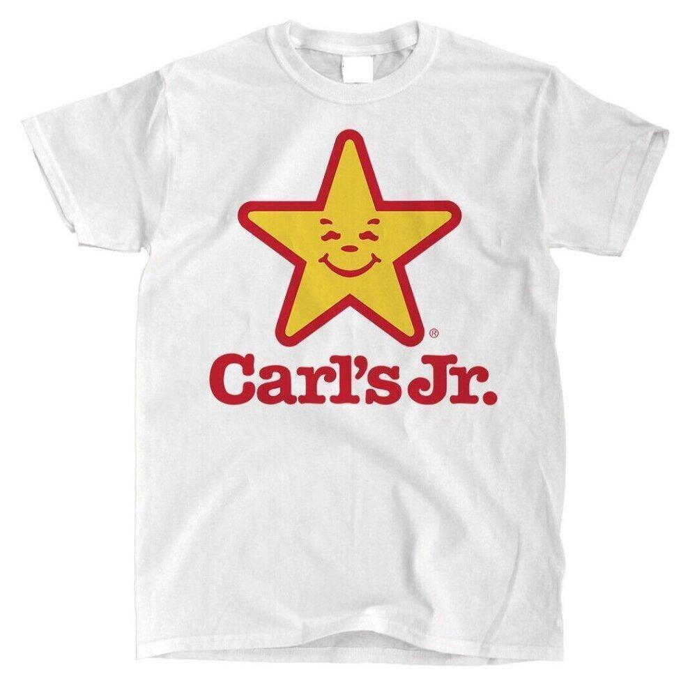 Carls Jr  T Shirt Retro Fast Food Brand Graphic Fan Gift White Tee